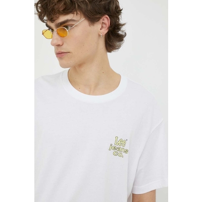 Lee tricou din bumbac culoarea alb, cu imprimeu