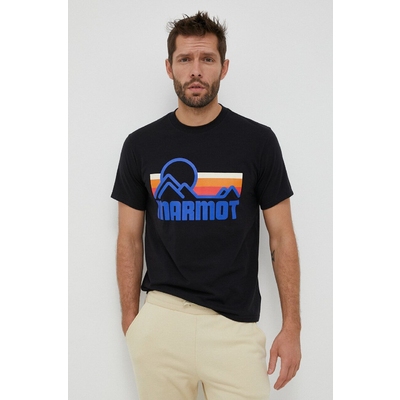 Marmot tricou Coastal barbati, culoarea negru, cu imprimeu