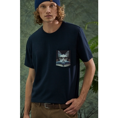 Medicine tricou barbati, culoarea albastru marin, cu imprimeu