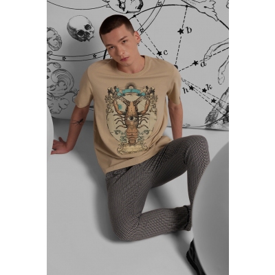 Medicine tricou de bumbac culoarea bej, cu imprimeu