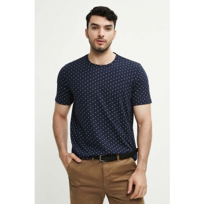 Medicine tricou din bumbac barbati, culoarea albastru marin