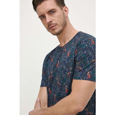 Medicine tricou din bumbac barbati, culoarea albastru marin, modelator