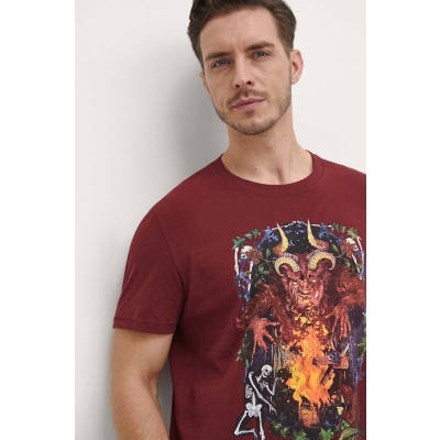 Medicine tricou din bumbac barbati, culoarea bordo, cu imprimeu