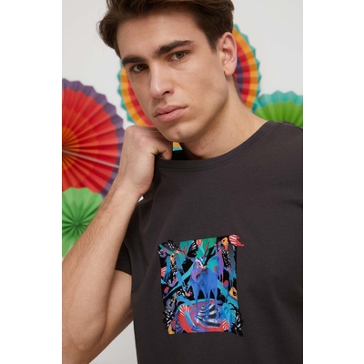 Medicine tricou din bumbac barbati, culoarea gri, cu imprimeu