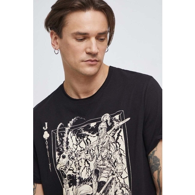 Medicine tricou din bumbac barbati, culoarea negru, cu imprimeu