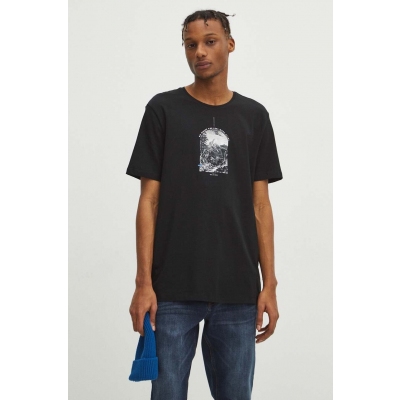 Medicine tricou din bumbac barbati, culoarea negru, cu imprimeu