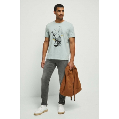 Medicine tricou din bumbac barbati, culoarea turcoaz, cu imprimeu