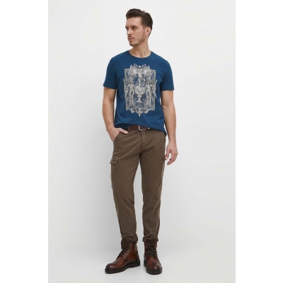 Medicine tricou din bumbac barbati, culoarea turcoaz, cu imprimeu