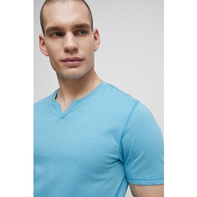 Medicine tricou din bumbac barbati, culoarea turcoaz, neted