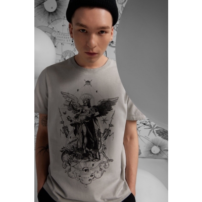 Medicine tricou din bumbac culaorea gri, cu imprimeu