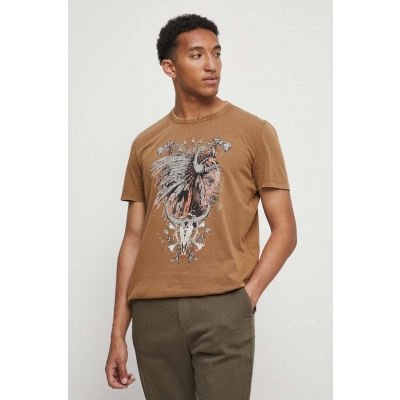 Medicine tricou din bumbac culoarea bej, cu imprimeu