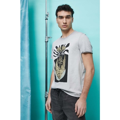 Medicine tricou din bumbac culoarea gri, cu imprimeu