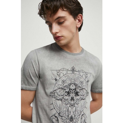 Medicine tricou din bumbac culoarea gri, cu imprimeu