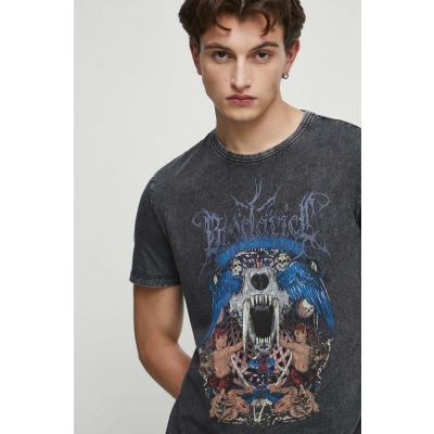 Medicine tricou din bumbac culoarea gri, cu imprimeu