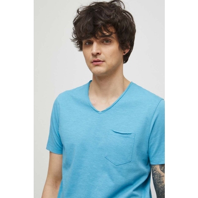 Medicine tricou din bumbac culoarea turcoaz, neted