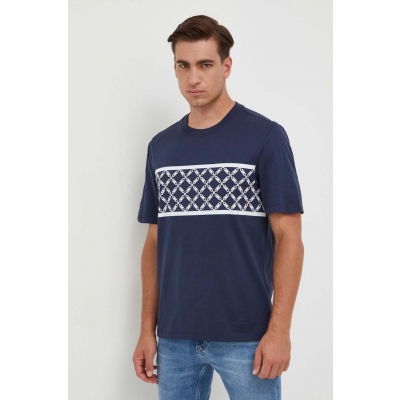 Michael Kors tricou din bumbac culoarea albastru marin, cu imprimeu