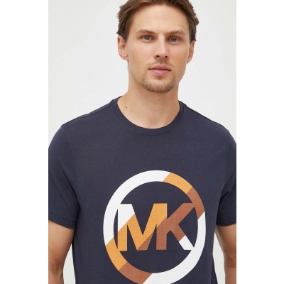 Michael Kors tricou din bumbac culoarea albastru marin, cu imprimeu