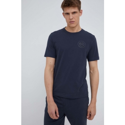 Michael Kors tricou din bumbac culoarea albastru marin, neted