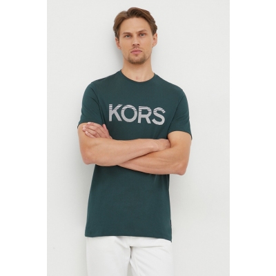 Michael Kors tricou din bumbac culoarea verde, cu imprimeu