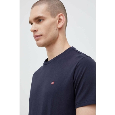 Napapijri tricou din bumbac culoarea albastru marin, neted