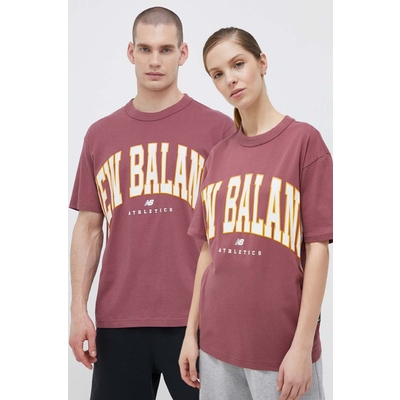 New Balance tricou din bumbac culoarea roz, cu imprimeu