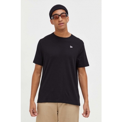 New Era tricou din bumbac culoarea negru, neted