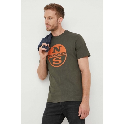 North Sails tricou din bumbac culoarea verde, cu imprimeu