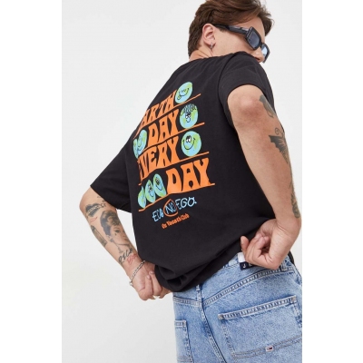 On Vacation tricou din bumbac barbati, culoarea negru, cu imprimeu