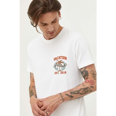 On Vacation tricou din bumbac culoarea alb, cu imprimeu