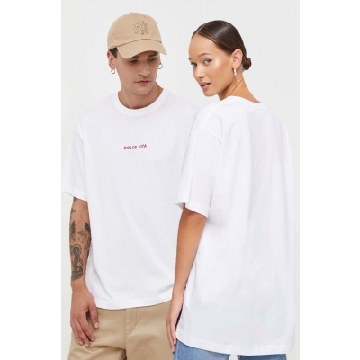 On Vacation tricou din bumbac culoarea alb, cu imprimeu