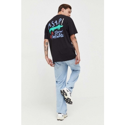 On Vacation tricou din bumbac culoarea negru, cu imprimeu