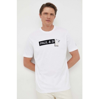 Paul&Shark tricou din bumbac culoarea alb, cu imprimeu