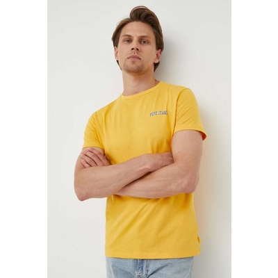 Pepe Jeans tricou din bumbac culoarea galben, cu imprimeu