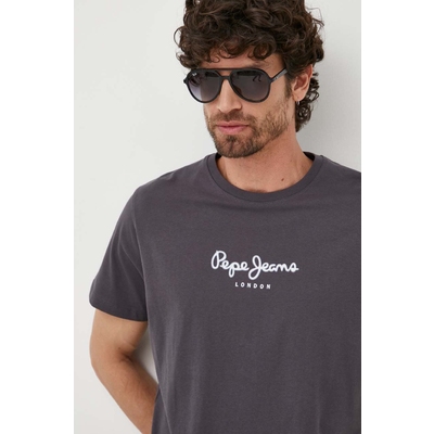 Pepe Jeans tricou din bumbac Edward Tee culoarea gri, cu imprimeu