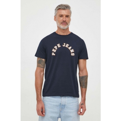 Pepe Jeans tricou din bumbac Westend culoarea albastru marin, cu imprimeu