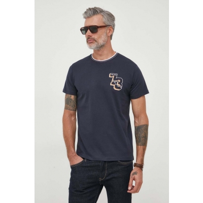 Pepe Jeans tricou din bumbac WILLY culoarea albastru marin, cu imprimeu