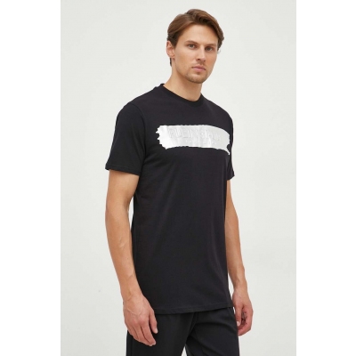 PLEIN SPORT tricou din bumbac culoarea negru, cu imprimeu