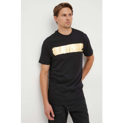 PLEIN SPORT tricou din bumbac culoarea negru, cu imprimeu