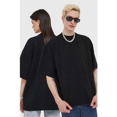 Preach tricou din bumbac culoarea negru, neted