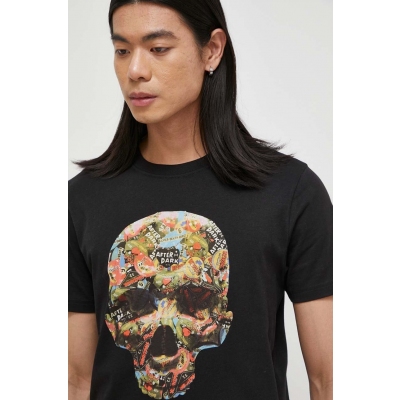 PS Paul Smith tricou din bumbac barbati, culoarea negru, cu imprimeu