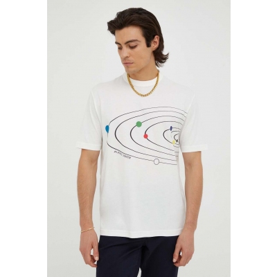 PS Paul Smith tricou din bumbac culoarea bej, cu imprimeu