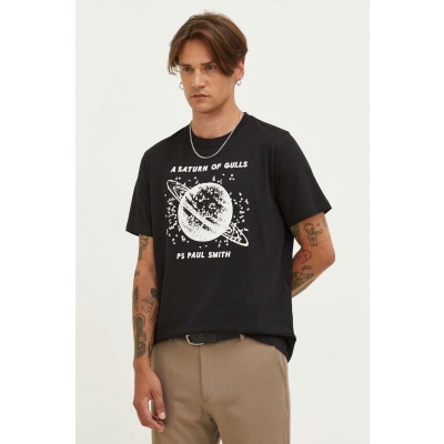 PS Paul Smith tricou din bumbac culoarea negru, cu imprimeu
