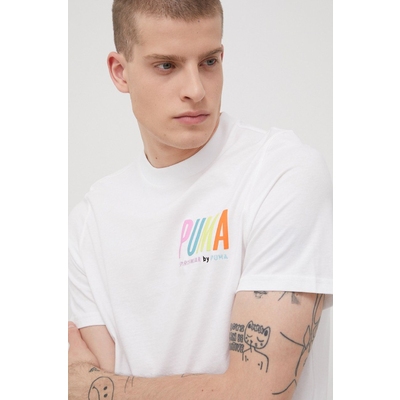 Puma tricou din bumbac 533623 culoarea alb, cu imprimeu 533623-01