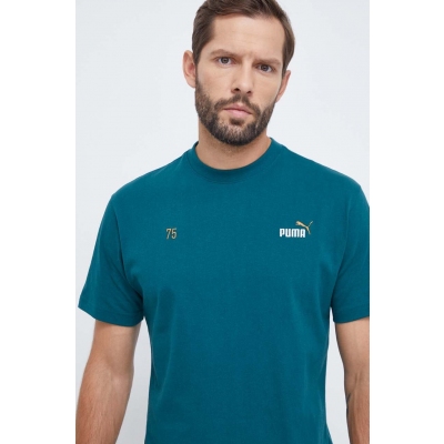 Puma tricou din bumbac barbati, culoarea verde, cu imprimeu