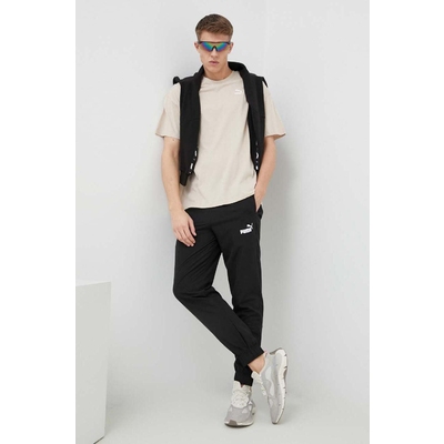 Puma tricou din bumbac culoarea bej, neted 538070-88