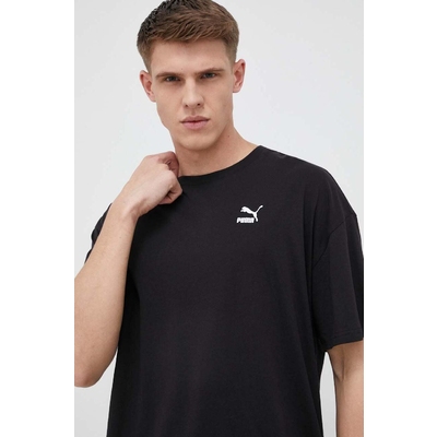 Puma tricou din bumbac culoarea negru, neted 538070-88