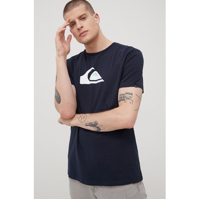 Quiksilver tricou din bumbac culoarea albastru marin, cu imprimeu