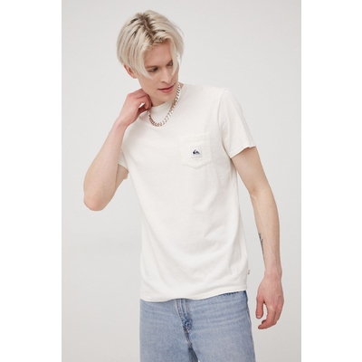 Quiksilver tricou din bumbac culoarea bej, neted