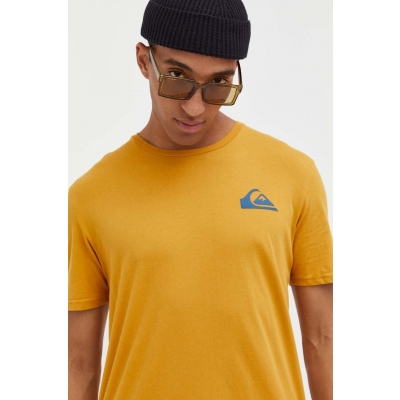 Quiksilver tricou din bumbac culoarea galben, cu imprimeu