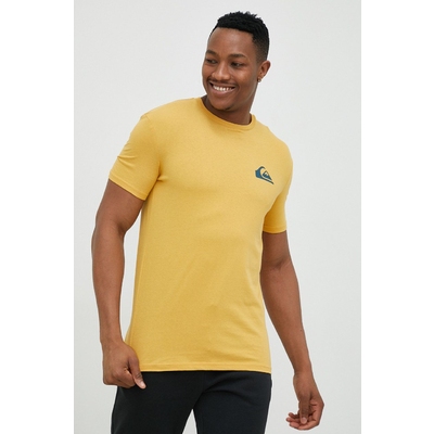Quiksilver tricou din bumbac culoarea galben, neted